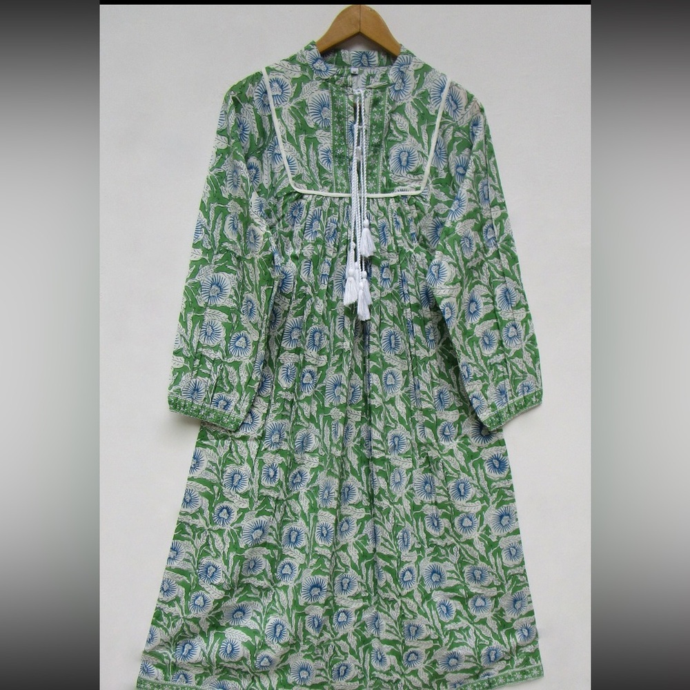 100% cotton boho sun dress cover up block print